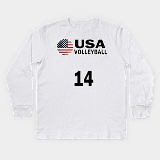 USA Volleyball #14 T-shirt Design Kids Long Sleeve T-Shirt